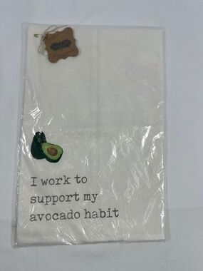 Mudpie Avocado Funny Icon Kitchen Tea Towel "I Work To Support My Avocado Habit"